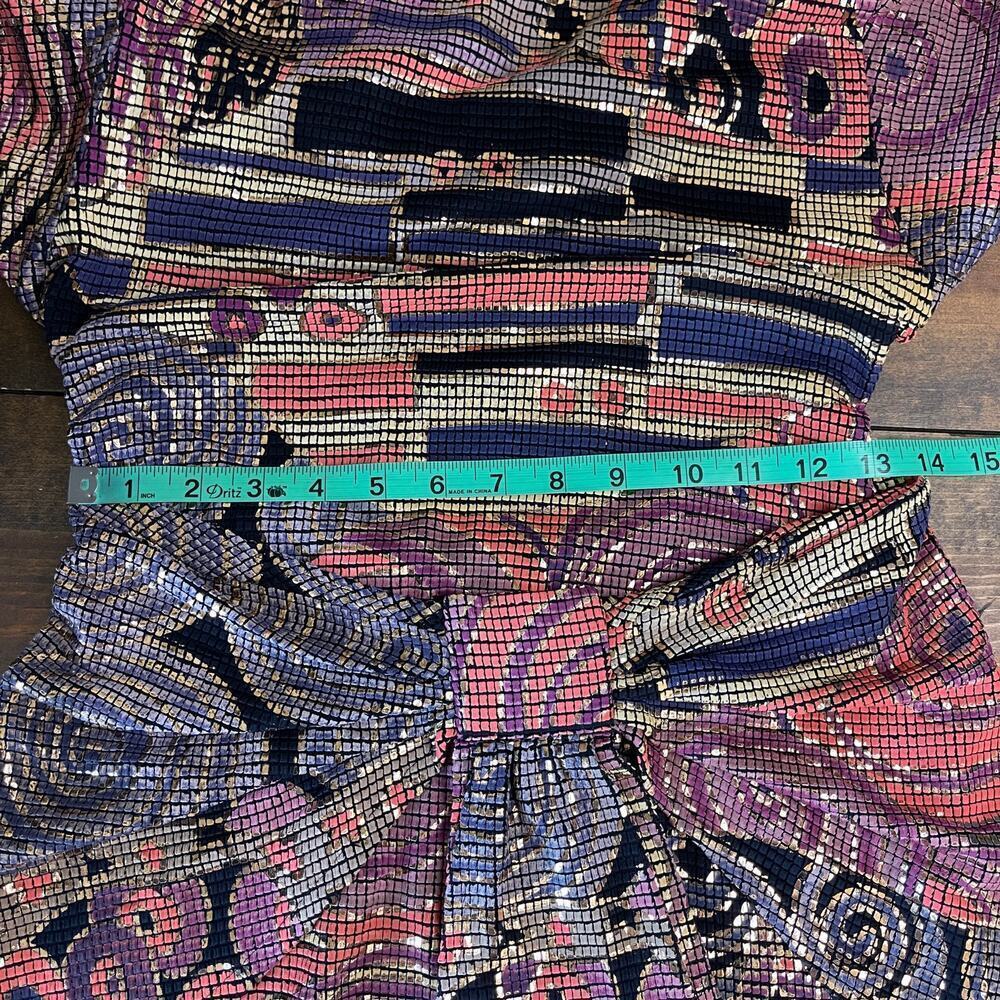 Vintage Cache Mosaic Metallic Geometric Cocktail Party Mini Dress Women's Small - Picture 12 of 15